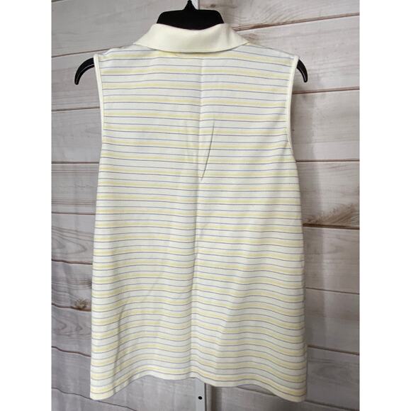 Vintage Disney Epcot Pro Women's XL White Striped Golf Polo Shirt Mickey Mouse - Picture 3 of 5